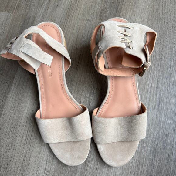 Sigerson Morrison Riva II Suede Tan City Sandal 8.5 - Picture 3 of 5